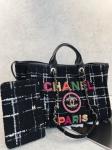 Chanel 2022 Sotheby's Custom Branded Bags Tweed Beach Bag FW Rainbow Tote