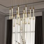 Modern Simple Crystal Water Drop Stairwell Chandelier 3200-6500K Three Colors