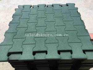 China Driveway Rubber Patio Pavers / Anti - Slip Recycled Rubber Flooring Thickness 15-100mm on sale