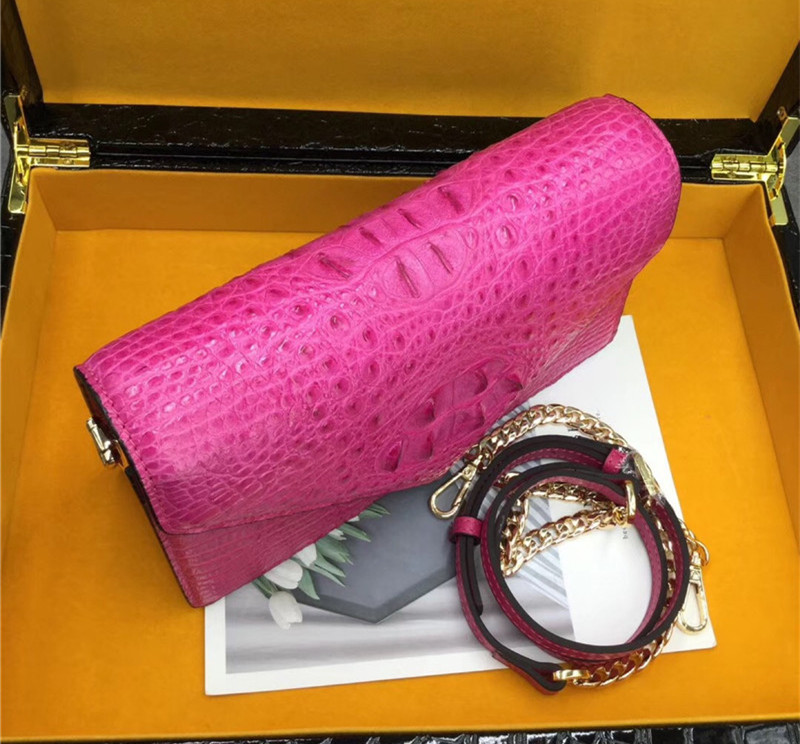 Exotic Alligator Skin Women Small Clutch Bag Genuine Crocodile Leather Female Envelop Purse Lady Cross Shoulder Bag