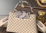 Hollow Out Womens Luxury Handbag , Snakeskin Off White Crossbody Bag