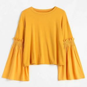 Wholesale Plus Size Women Clothing Long Ruffles Flare Sleeve T Shirt from china suppliers