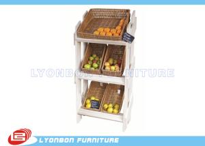 Wholesale 3 Tiers Fruit Wooden Display Stands MDF White Painted For Supermarket from china suppliers