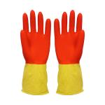 Bi-Color High Latex Content Soft Flocklined Rubber Gloves , Kitchen Dishwashing