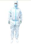 White Hooded Disposable Isolation Gown Lightweight Chemical Resistant