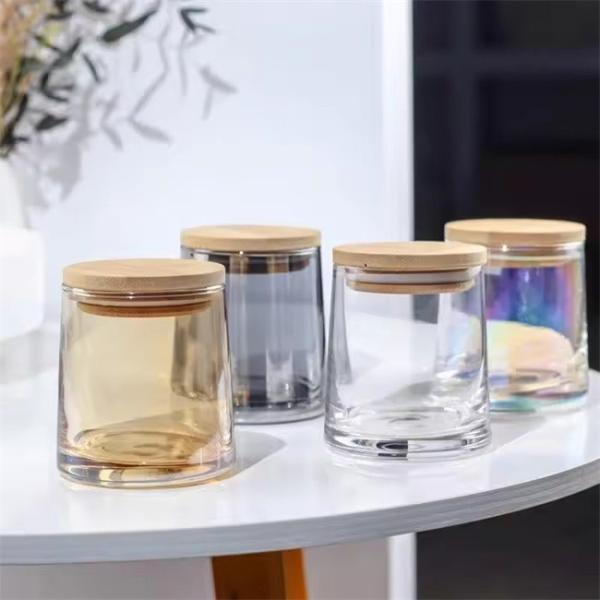 Custom 10oz 300ml Colorful Glass Candle Cup Vessels Clear Glass Candle Jars