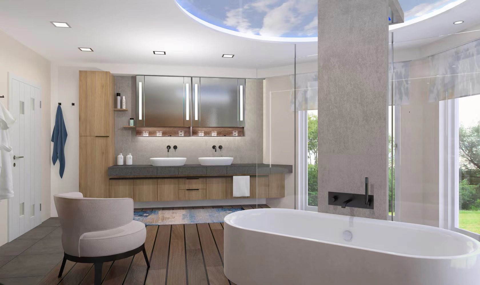 Bathrooms Showers Illuminated Mirror Cabinets Door Intelligent Light Emitting Diodes Mirror