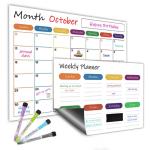 Magnetic Dry Erase Reusable Daily Weekly Monthly Planner Set 17x11'' A3 A4