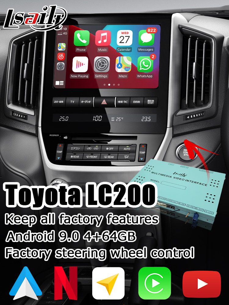Toyota Land Cruiser LC200 Car Video Interface Upgrade Carplay Android Auto Durable