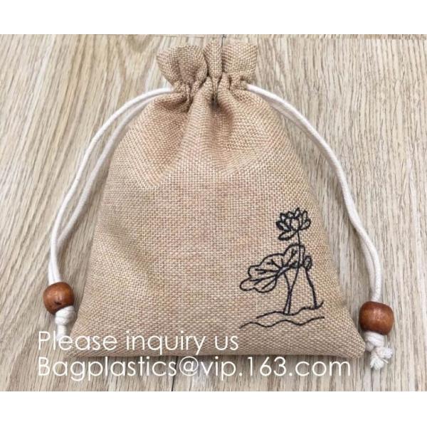 Candy Gift Pouch Bags with String Birthday Wedding Party Gift Jewlery Pouches Party Favor Jute Gift Bags Brown with Whit