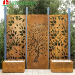 Corten Outdoor Garden Privacy Metal Laser Cut Outdoor Screens Decorative