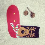 Christmas deer patterned design cosy cotton sweat-absorbent winter dress socks