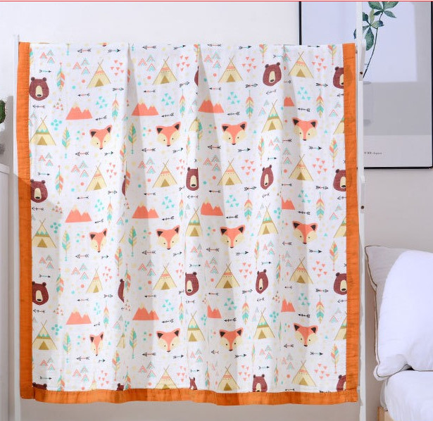 Natural Bright Child Floral Cotton Gauze Fabric 165gsm Infant Wrap Blanket