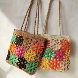 Wholesale Summer Vacation Chic Hollow Carved Raffia Straw Beach Tote Bag for Women All Seasons from china suppliers