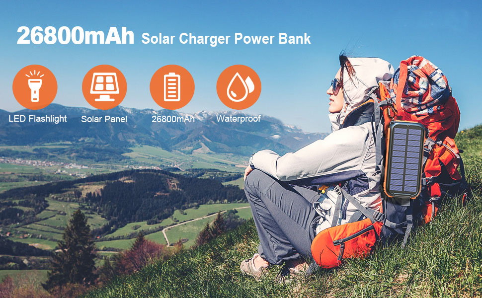 Real Portable Hand Crank Solar Power Bank Station 26800mAh NCM