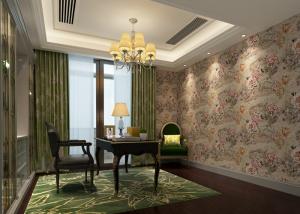 Wholesale Study Room 3D Home Wallpaper House Decor / Floral Vintage Style Wallpapers , Coffee Color from china suppliers