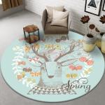 Plant And Flower Round Polyester Fiber Floor Carpet For Sofa And Living Room