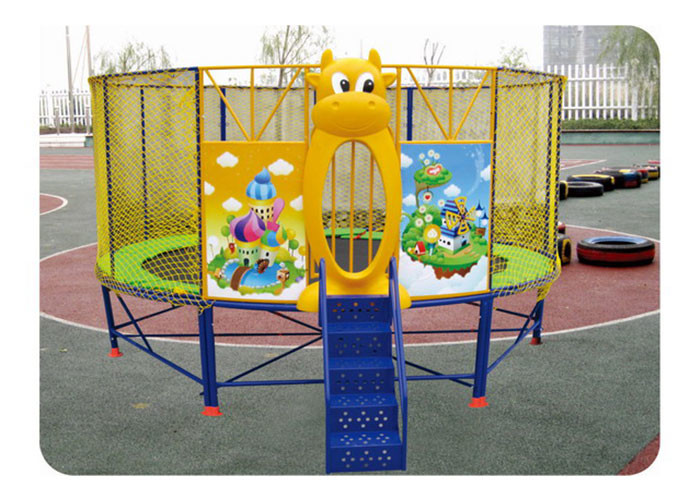 Outdoor Round Mobile Bungee Trampoline , Kids Mini Trampoline With Net
