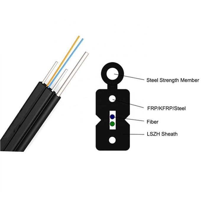 GJYXCH FTTH Outdoor Self Supporting Drop Cable 2 Core G657A1 fiber  Figure 8 Fiber Optic Cable steel wir 2