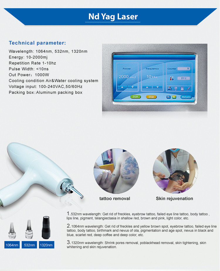 Hot Q Switched Nd Yag Tattoo Removal Laser Beauty Machine Factory Price