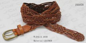 Wholesale Brown Geniune Leather Braided Belt For Lady , Decoration Belt With Antic Brass Buckle from china suppliers