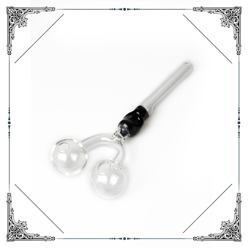 Skull Double - Head Oil Burning Pipe , Borosilicate Pyrex Glass Tubes