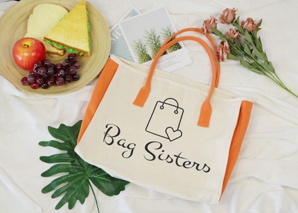 Polyester Cotton Custom Recycled Tote Bags 12 OZ Splicing Design Durable