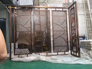 Wholesale Hairline Stainless Steel Room Divider , Laser PVC Metal Wall Partition from china suppliers