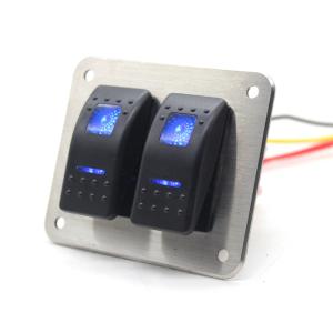 Wholesale Blue LED 24V 5 Pin 2 Gang Rocker Switch Panel for boat from china suppliers