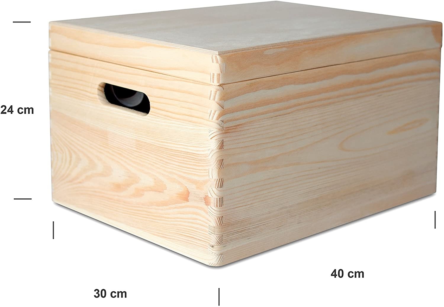 Large Wooden Box Storage Chest Wood Unpainted Keepsake Box with Lid and Handles to Decorate with Documents, Toy, Valuables &Tool