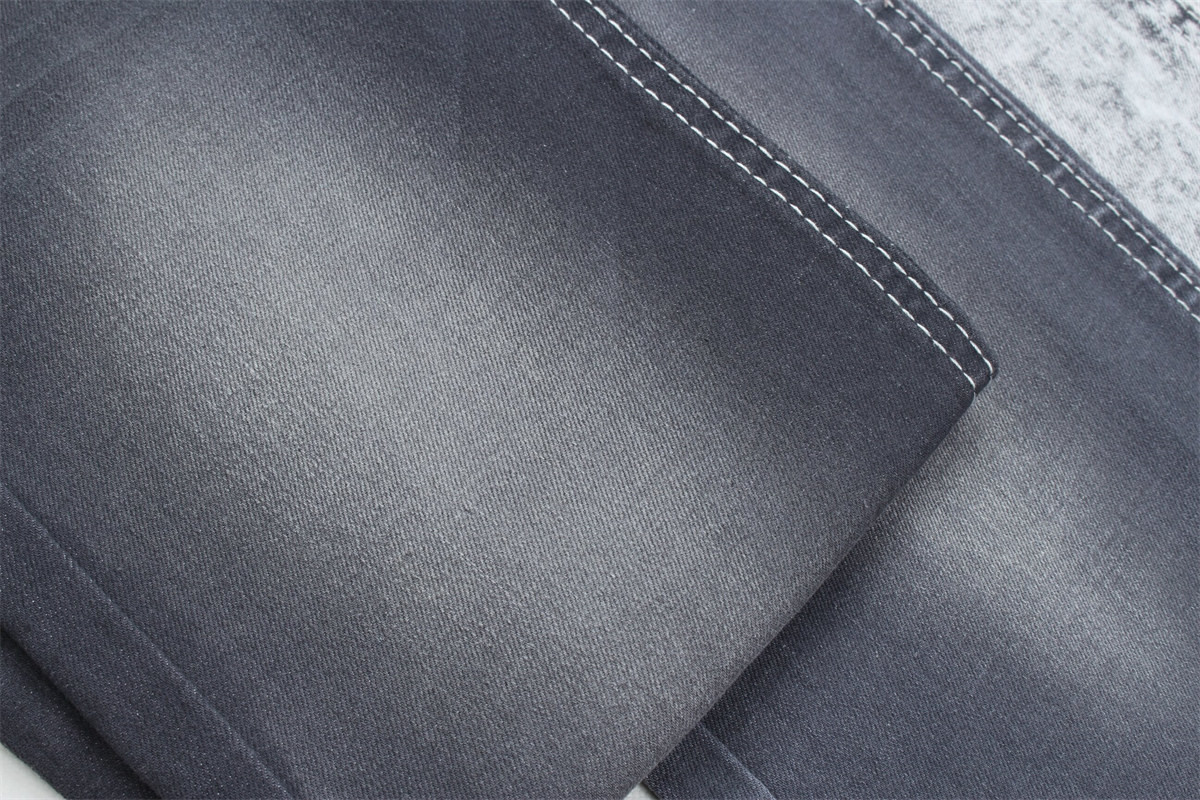 Dark Grey Color Stretch Slub Denim Fabric For Jeans