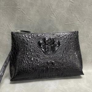 Wholesale Authentic Real True Alligator Leather Men's Wristlets Clutch Bag Genuine Exotic Crocodile Skin Male Large ZIP Card Purse from china suppliers