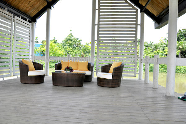 Alu/Powder Coated Frame Garden Rattan Sofa Set for Outdoor Relaxation and Dining