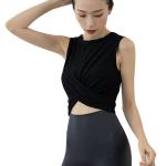 Sexy Sleeveless Yoga Sports Bras Ultra Feminine Front Wrap Detail Tank Crop Tops