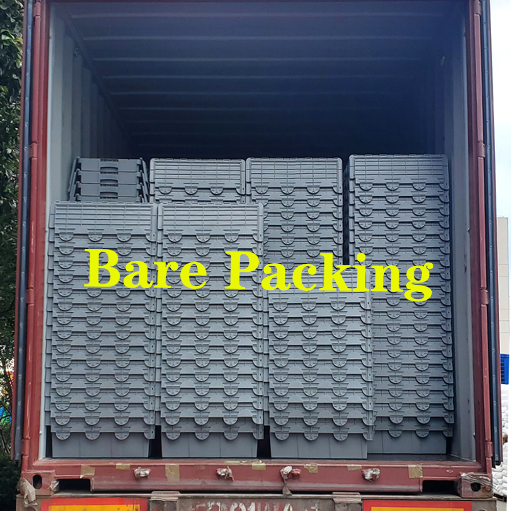 Food Plastic Stackable Moving Crates Container With Lid For Storage 600x400x315mm