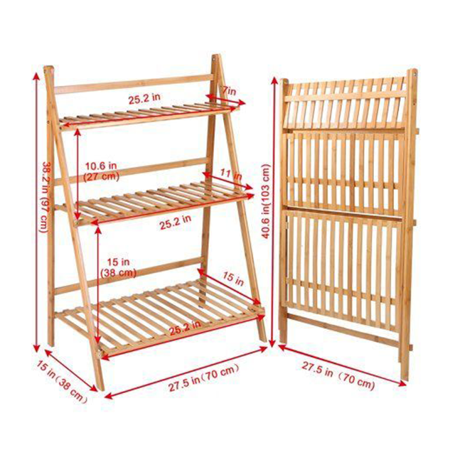 Organize in Style Modern Foldable Bamboo Wall Storage Drying Rack for Shoes and Plants