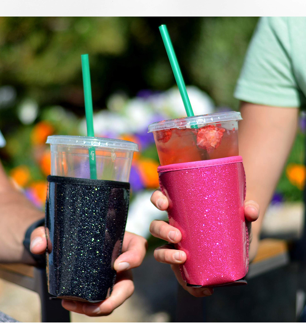 Glitter Insulated Neoprene Iced Coffee Sleeves