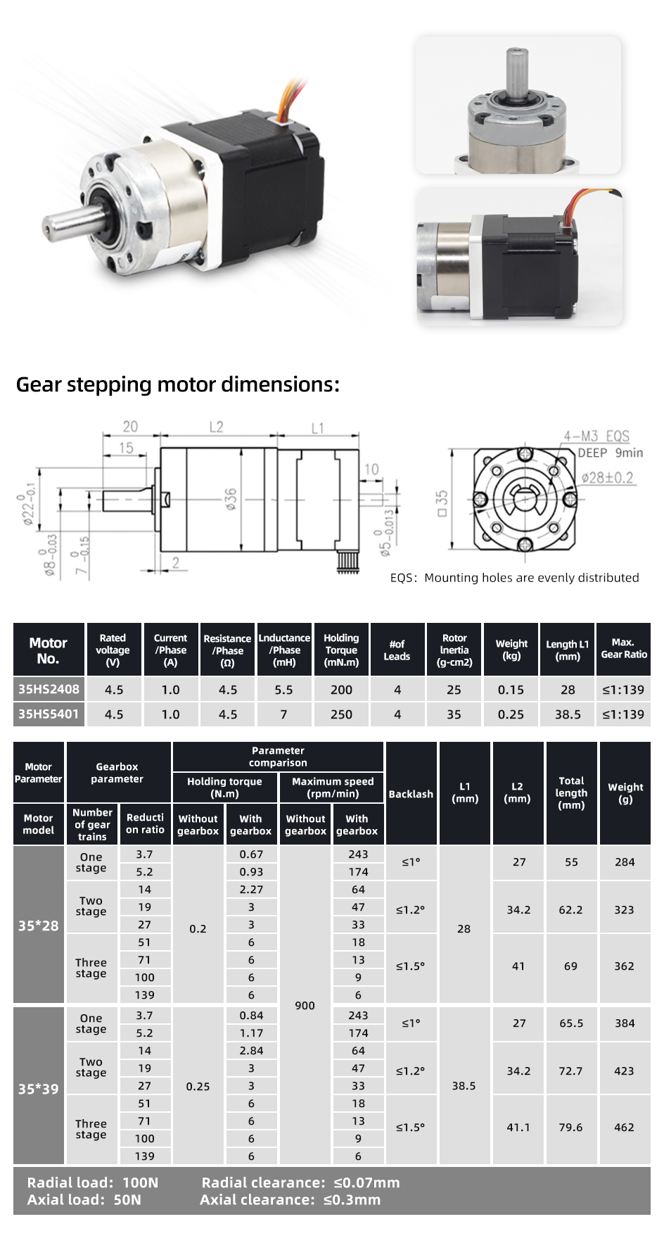 Nema 14 Micro Geared Stepper Motor With Planetary Gear Reducer Max.Ratio 1 139 Rated Current 1A