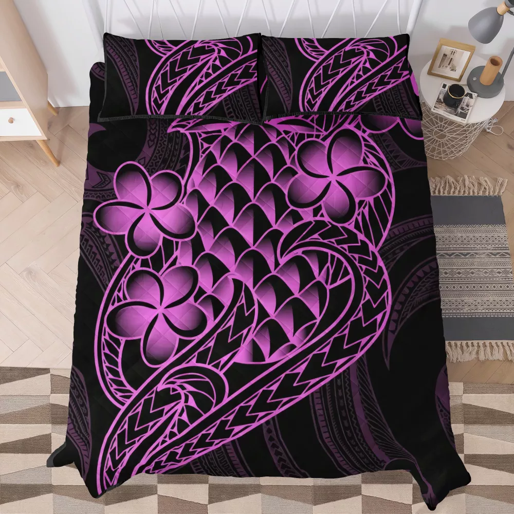 Polynesian Tribal Quilt Bedding Set Red Tonga Design Comforter with Cotton Filling
