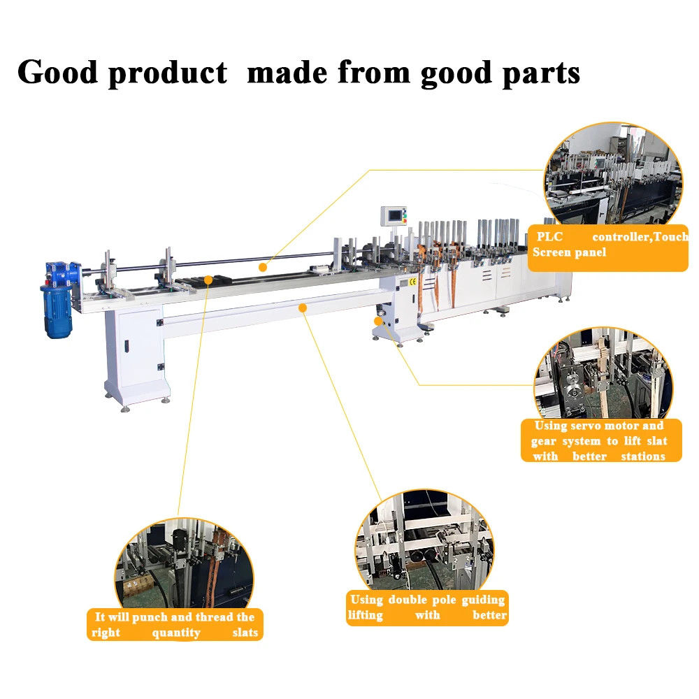 Wooden/Faux wood Venetian Blind Punching and Threading Machine with Automatic Material Feeding for Wood and Faux Wood Blinds