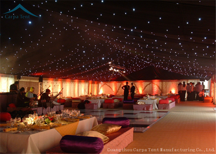 Water Resistant 20m * 50m Glass Wall Tents With Wooden Flooring