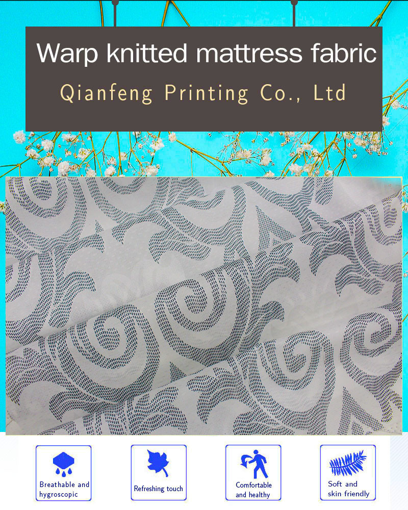 100% Polyester 100gsm Mattress Knitted Fabric Printed