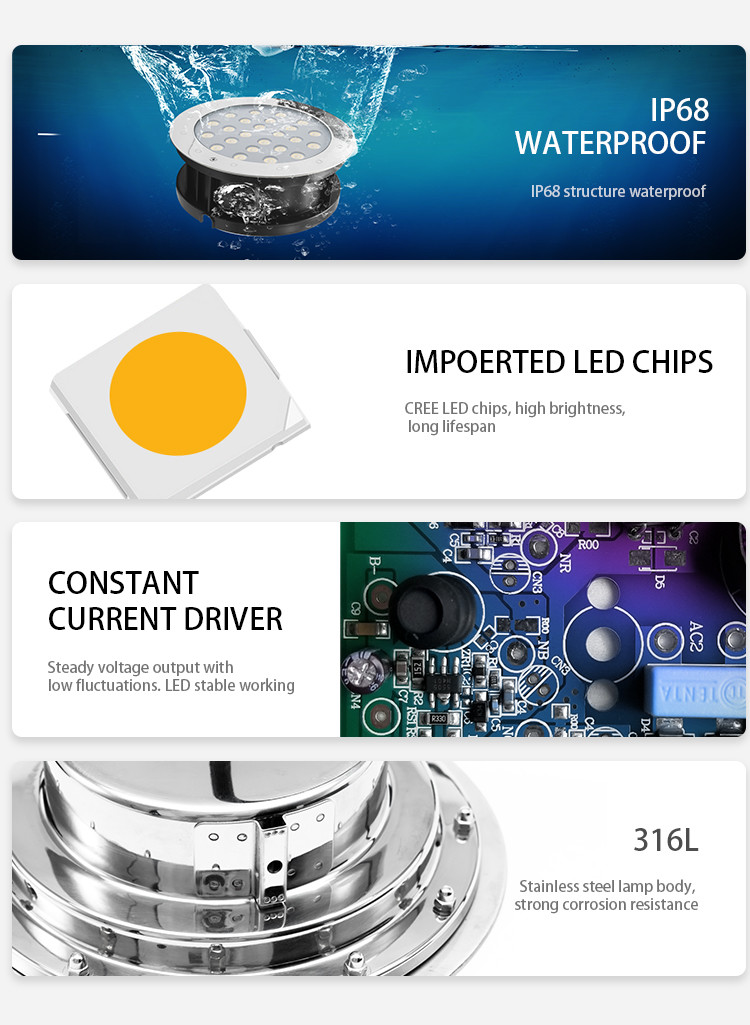 RGB Waterproof 24V Low Voltage Underwater Pond Lights With DMX512 Control