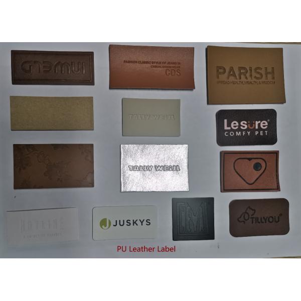 Handmade PU Debossed Leather Patch Velcro Backing For Garment
