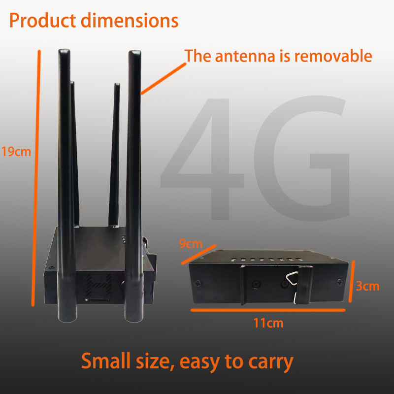 HUASIFEI Black Iron Shell 4G Wifi Router Openwrt 300Mbps With SIM Slot