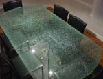 8mm America Popular Cracked Ice Laminated Glass Table Top in Villa Square Design