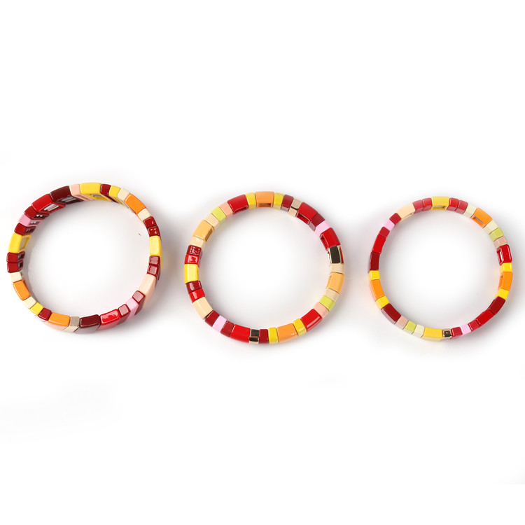 Painted Color Stretch Tile Bracelet handmade alloy crafted