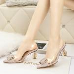 6111-5 European And American Sexy Pointed Toe Square Buckle High Heels, One Word