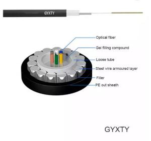 Wholesale Outdoor Optical Fiber Cable Central Loose Tube Steel Wire SM Black GYXTY With PE Jacket from china suppliers