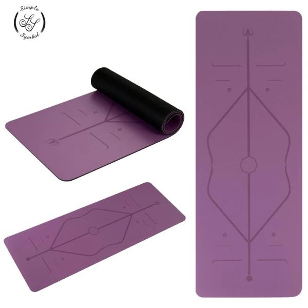 Natural Rubber Yoga Mat, Carved Body position lines Non-Slip Fitness pad